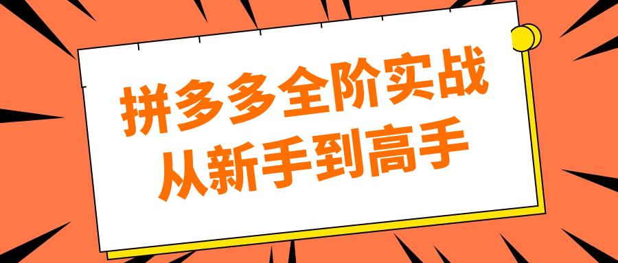 拼多多全阶实战视频教程：新手到高手的系统进阶指南